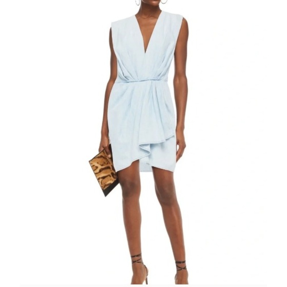 IRO Denim Designer Minimalist Draped Chic Mini Dress 34 US 2